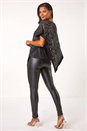 Black Sequin Overlay Stretch Tunic Top, Image 3 of 5