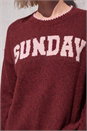 Burgundy Sunday Slogan Knit Jumper, Image 4 of 4