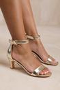 Gold 'Madrid' Mid Block Heel With Ankle Strap, Image 1 of 6