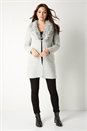 Grey Faux Fur Collar Coatigan, Image 2 of 4