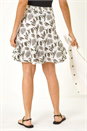 Ivory  Leaf Print Short A-Line Skirt, Image 4 of 5