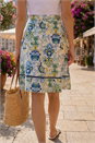 Navy  Tile Print A-Line Skirt, Image 4 of 4