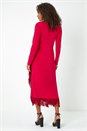 MAGENTA Tassel Trim Stretch Wrap Dress, Image 4 of 6