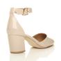 Natural AJVANI Natural Mid Block Heel Ankle Strap 2 Part Heels, Image 4 of 6