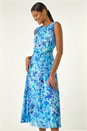 Blue Spot Print Pleated Chiffon Dress, Image 1 of 5