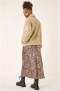 Natural  Collared Borg Fleece Jacket, Image 3 of 5