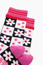 Pink Sock Talk Pink Flower Checkerboard Bamboo Socks, Image 2 of 4