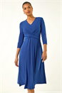 Royal Blue Stretch Crossover Midi Dress, Image 1 of 5