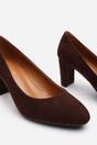 Dark Brown 'Nolan' Wide Fit Mid Block Heel Court Shoe, Image 4 of 5
