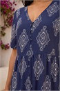 Navy  Petite Border Print Tiered Dress, Image 4 of 4