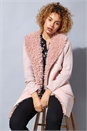 Pink Longline Faux Shearling Knit Coatigan, Image 1 of 4