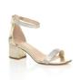 Gold AJVANI Gold Mid Block Heel Ankle Strap Sandals, Image 1 of 6