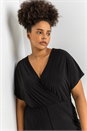 Black Curve Wrap Culotte Jumpsuit, Image 2 of 5
