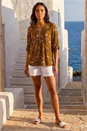 Ochre Textured Floral Pintuck Tunic Top, Image 2 of 4