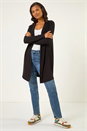 Black Longline Knit Cardigan, Image 2 of 5