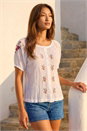 Ivory Floral Cross Stitch Blouse, Image 1 of 4