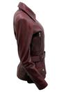 Burgundy Womens Long Leather Biker Jacket-Quito, Image 3 of 4