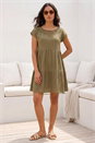 Khaki Cotton Trim Detail Mini Dress, Image 1 of 4