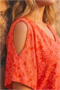 Orange Burnout Print Jersey Stretch Top, Image 4 of 4