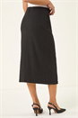 Black Petite Textured Midi Skirt, Image 4 of 5