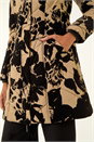 Cream  Floral Flock Detail Padded Coat, Image 5 of 5