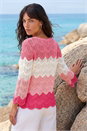 Pink Colour Block Crochet Knit Jumper, Image 3 of 4