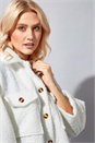 Ivory  Borg Shacket Coat, Image 3 of 4