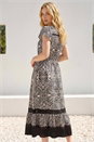 Black Paisley Print Buttoned Midi Dress, Image 2 of 4