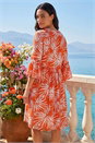ORANGE Abstract Print Crinkle Smock Dress, Image 2 of 4