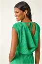 Green Plisse Cowl Back Midi Dress, Image 4 of 5