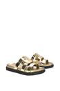 Gold XY LONDON Gold 'Aurelia' Flat Slider Sandals With Comfortable Footbed, Image 3 of 6