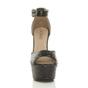 Black AJVANI Black Glitter Ankle Strap Peep Toe Platform High Heels, Image 6 of 8