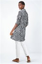 Black Mixed Print Stretch Shirt, Image 3 of 5
