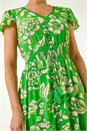 Green Floral Frill Maxi Dress, Image 5 of 5