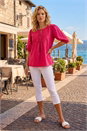 Pink Pleat Detail Tie Neck Top, Image 2 of 4