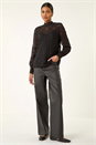 Black Lace Frill High Neck Stretch Top, Image 2 of 5