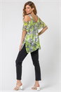 Lime Linear Floral Print Cold Shoulder Top, Image 2 of 4