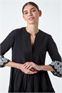Black Embroidered Cotton Smock Dress, Image 4 of 5