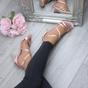 Light Pink AJVANI Light Pink Mid Heel Crossed Straps Wedding Bridal Sandals, Image 5 of 6