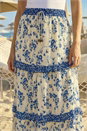 Ivory  Floral Contrast Print A-Line Skirt, Image 4 of 4