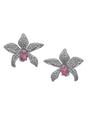 Silver Floral Crystal Stud Earrings, Image 1 of 3