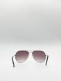 Silver Classic Aviator Metal Frame Sunglasses, Image 4 of 4