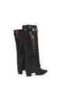 Black XY LONDON Black 'Aaliyah' Fold Over Boots Block Heel Buckle Point Toe, Image 4 of 7