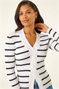 White Stripe Cable Split Detail Rib Jumper, Image 4 of 5