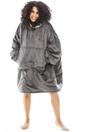 Dark Grey Camille Lingerie Dark Grey Sherpa Fleece Hoodie with Elasticated Cuffs & Giant Pocket, Image 1 of 6