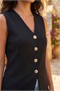 Black Dusk Statement Button Stretch Waistcoat, Image 4 of 4