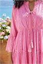 Light Pink Shimmer Tie Detail Smock Dress, Image 4 of 4