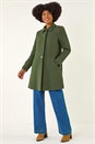 Khaki Buttoned Swing Coat, Image 2 of 5