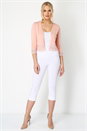 Peach Lace Trim Cropped Shrug, Image 2 of 5
