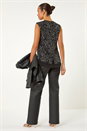 Black Sequin V-Neck Tunic Stretch Top, Image 3 of 5